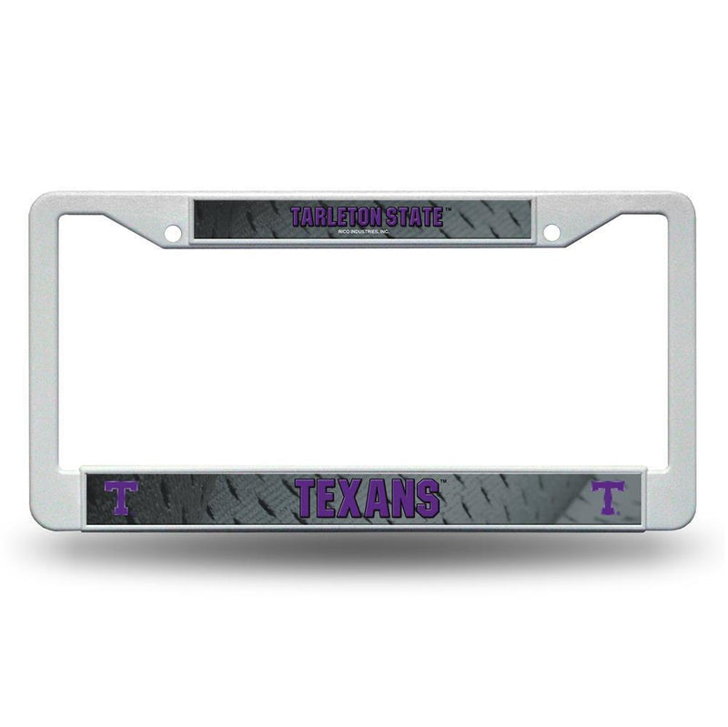 NCAA Tarleton State Texans White Plastic License Plate Frame