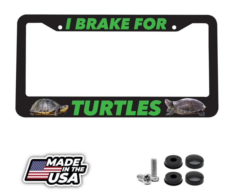 I Brake For Turtles Animal Lover Rescue Tortoises Rehab Car License Plate Frame