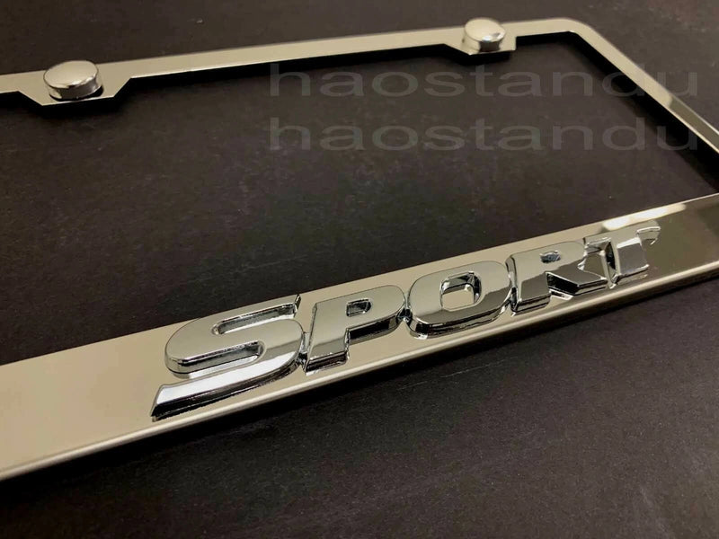 1x "SPORT" For Toyota 3D Emblem STAINLESS STEEL License Plate Frame RUST FREE