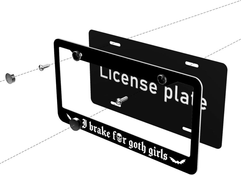 I Brake for Goth Girls License Plate Frame Including Hardware