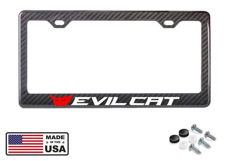 Evil Cat Premium 100% Carbon Fiber License Plate Frame Fits all Hellcat Models
