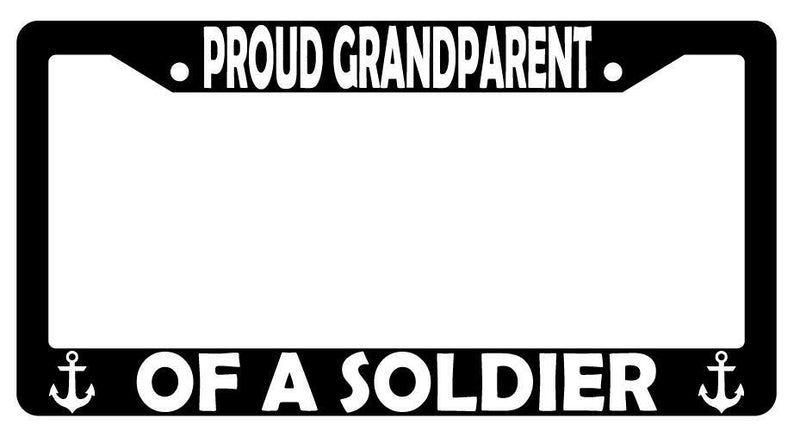 Proud Grandparent Of A Soldier (Navy) Black Plastic License Plate Frame  Mod-GRAPH9856236-3094