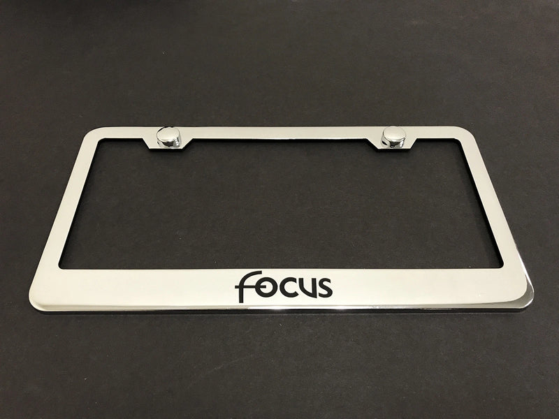 1x FOCUS STAINLESS STEEL LICENSE PLATE FRAME + Screw Caps (Style 2000-2005)