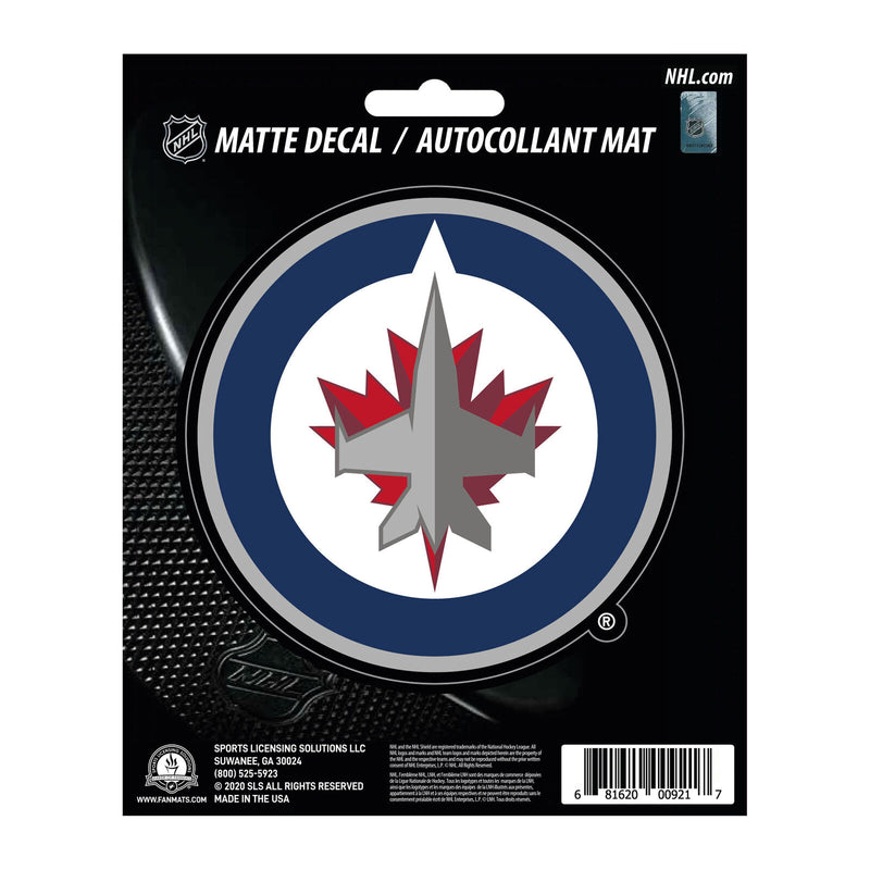 NHL Winnipeg Jets Decal Matte 5"X6.25" Auto Boat Cooler Luggage