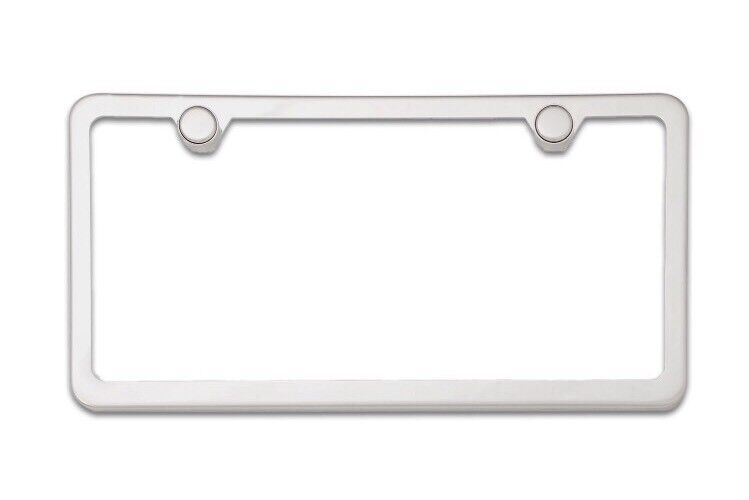 2PCS SLIM CHROME STAINLESS STEEL LICENSE PLATE FRAME SCREW CAP /SLIM 2 HOLE CF-2