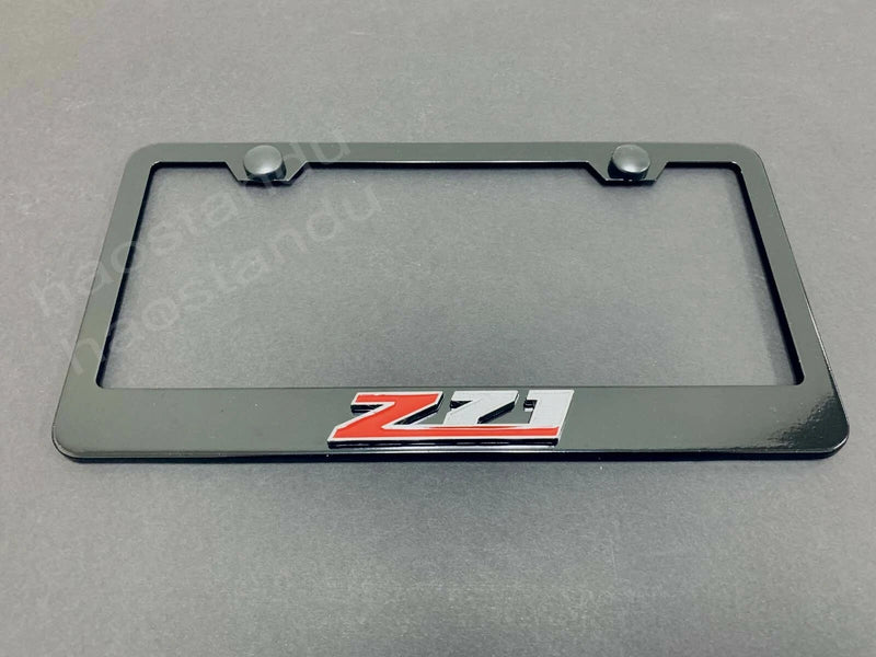 1x Z71 3D Emblem Black Stainless License Plate Frame Rust Free + Screw Cap, 1 Year Manufacturer Warranty