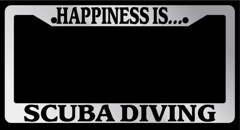 Chrome License Plate Frame "Happiness is scuba diving" Auto Accessory Novelty  Mod-GRAPH9856236-1302