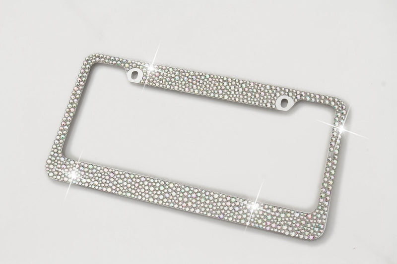 Aurora Borealis "AB" Crystal Mix Sizes License Plate Frame 7 rows Bling Bling