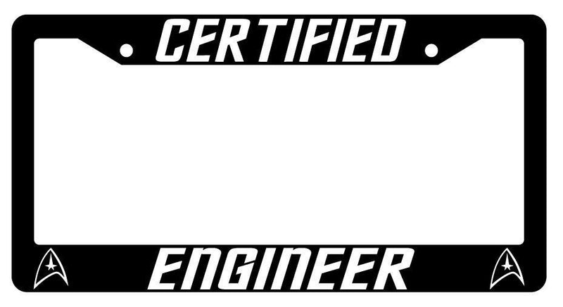 Certified Engineer Black Plastic License Plate Frame Star Trek  Mod-GRAPH9856236-1927