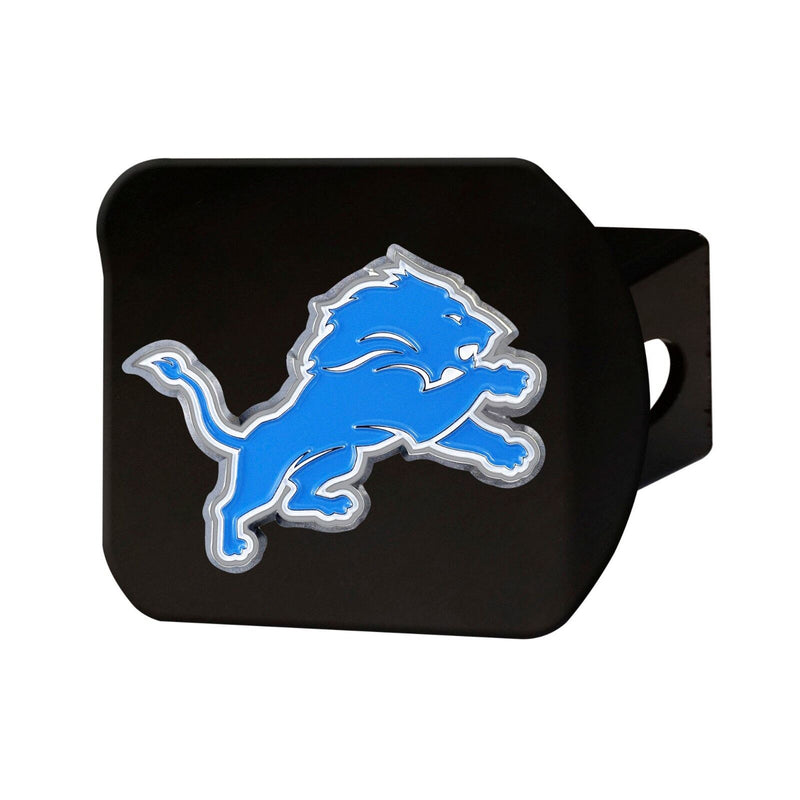 NFL Detroit Lions 3D Color On Black Metal Hitch Cover