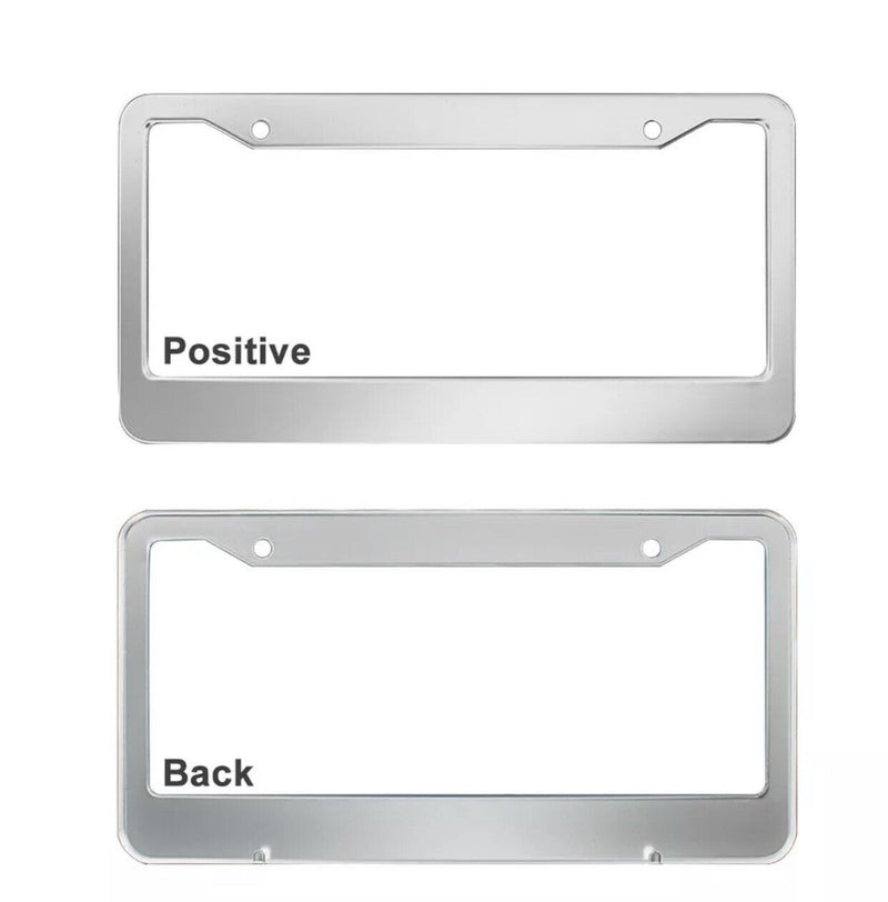 2PCS Chrome 304 Stainless Steel Metal License Plate Frame Cover w/Screw Caps
