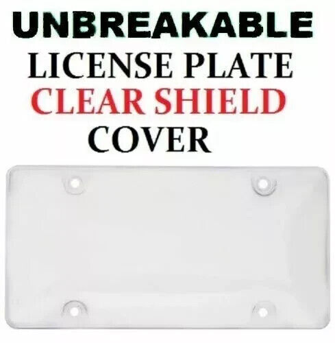 Unbreakable Clear Transparent License Plate Tag Holder Frame Bumper Shield Cover