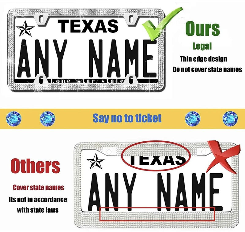 Bling Diamond License Plate Frames,Sparkly Rhinestones License Plate Frame