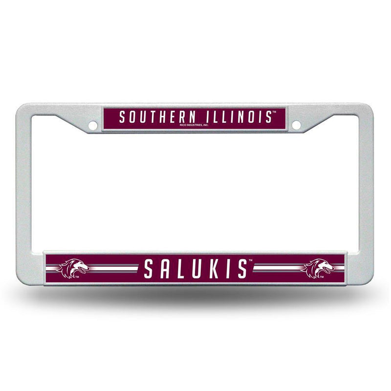 NCAA Southern Illinois Salukis White Plastic License Plate Frame