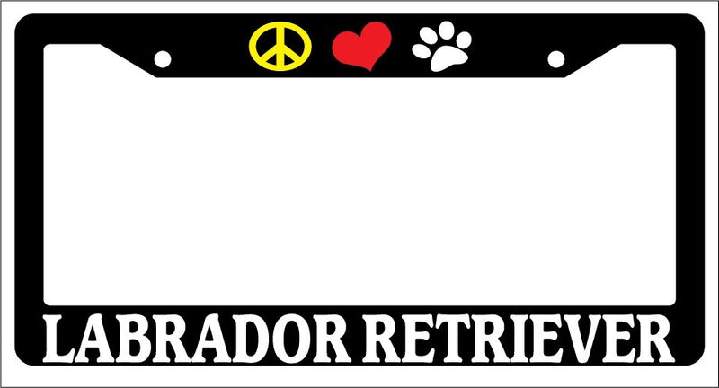 Black License Plate Frame Peace Love Paw Labrador Retriever Auto Accessory 445  Mod-GRAPH9856236-1079