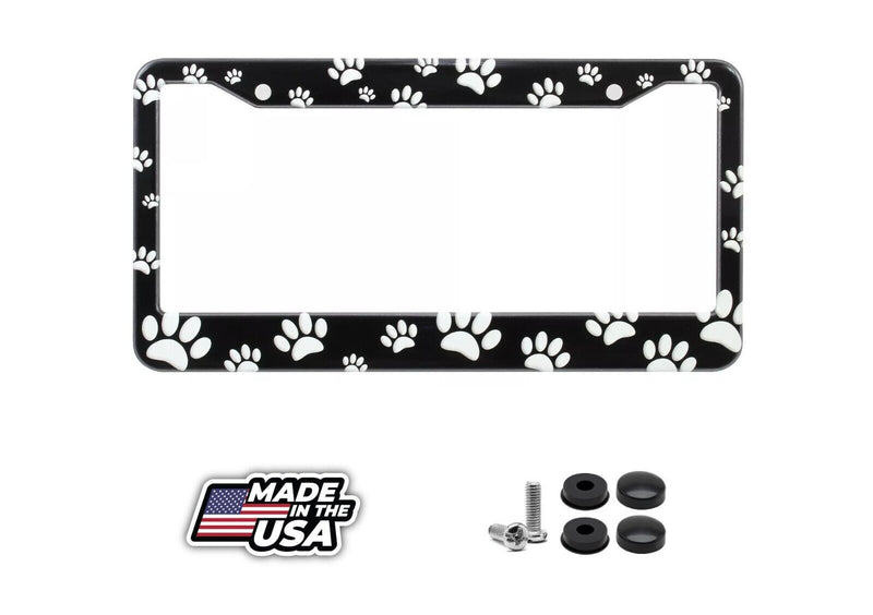 Adorable Dog Paw Cat Paw Animal Paw Aluminum Black License Plate Frame