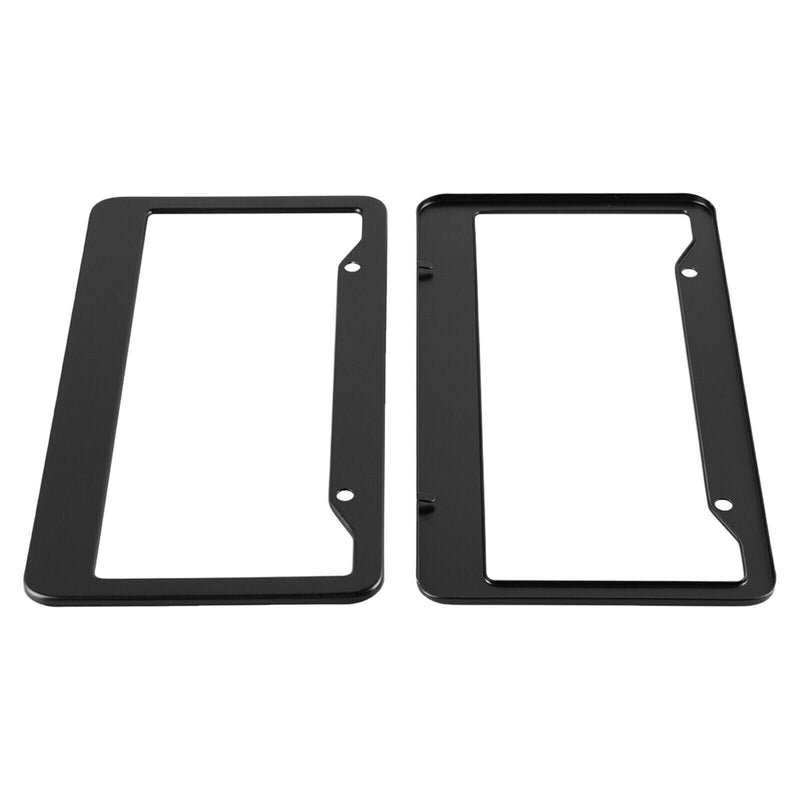2x Black Stainless Steel Metal License Plate Frame Tag Cover Screw Cap