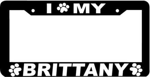BRITTANY DOG paw print License Plate Frame