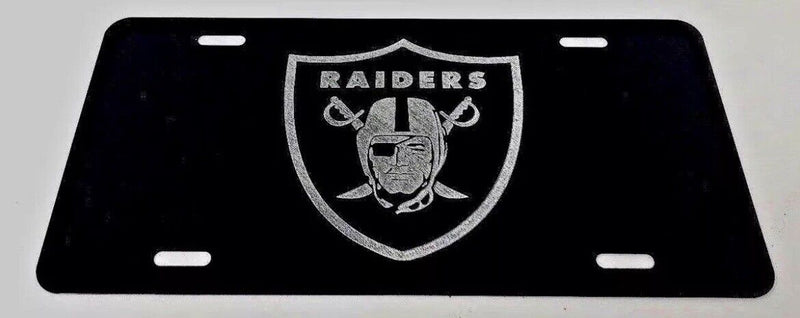 Oakland Raiders LOGO Car Tag Diamond Etched on Aluminum License Plate