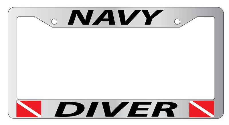 Chrome License Plate Frame NAVY DIVER w/FLAGS Auto Accessory  Mod-GRAPH9856236-4366