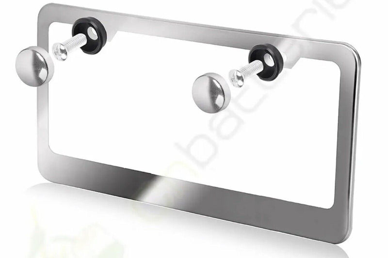 2X 2 Hole Metal License Plate Frame Hd Stainless Steel Chrome For Audi/Bmw/Acura