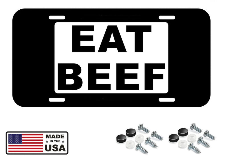 Eat BEEF Aluminum Metal Black License Plate novelty Tag Farmer Cattle Truck 2