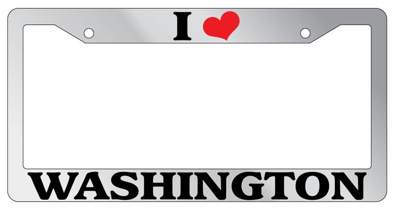 Chrome METAL License Plate Frame I HEART WASHINGTON Auto Accessory  Mod-GRAPH9856236-8240