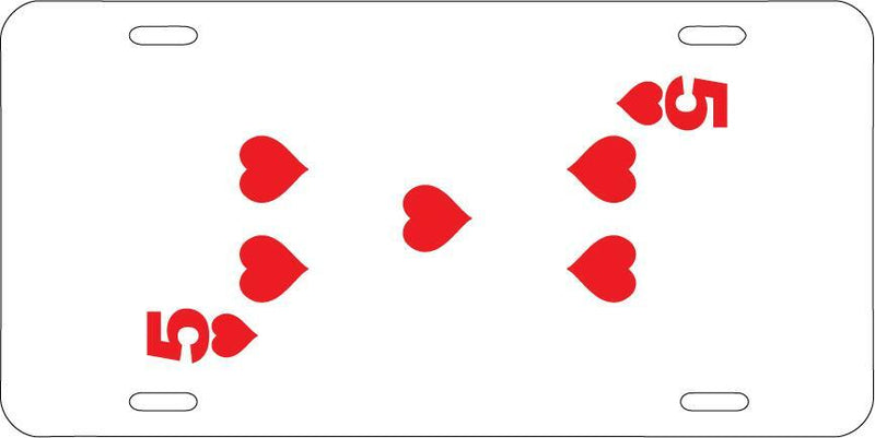 Five Of Hearts White Vanity License Plate Mod-GRAPH9856236-7678