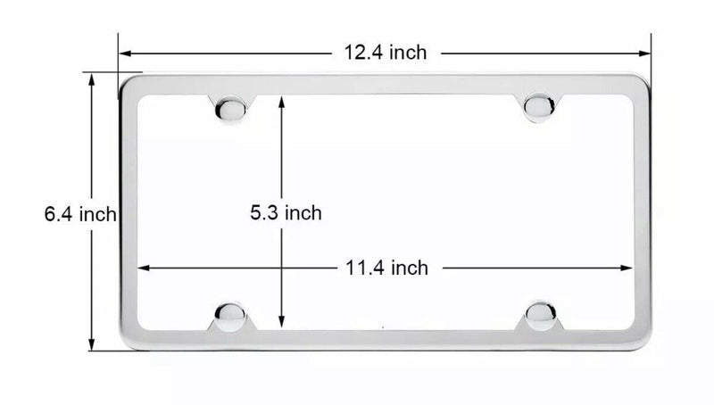 2pcs Silver Stainless Steel License Plate Frame Cover Front & Rear Kit Universal