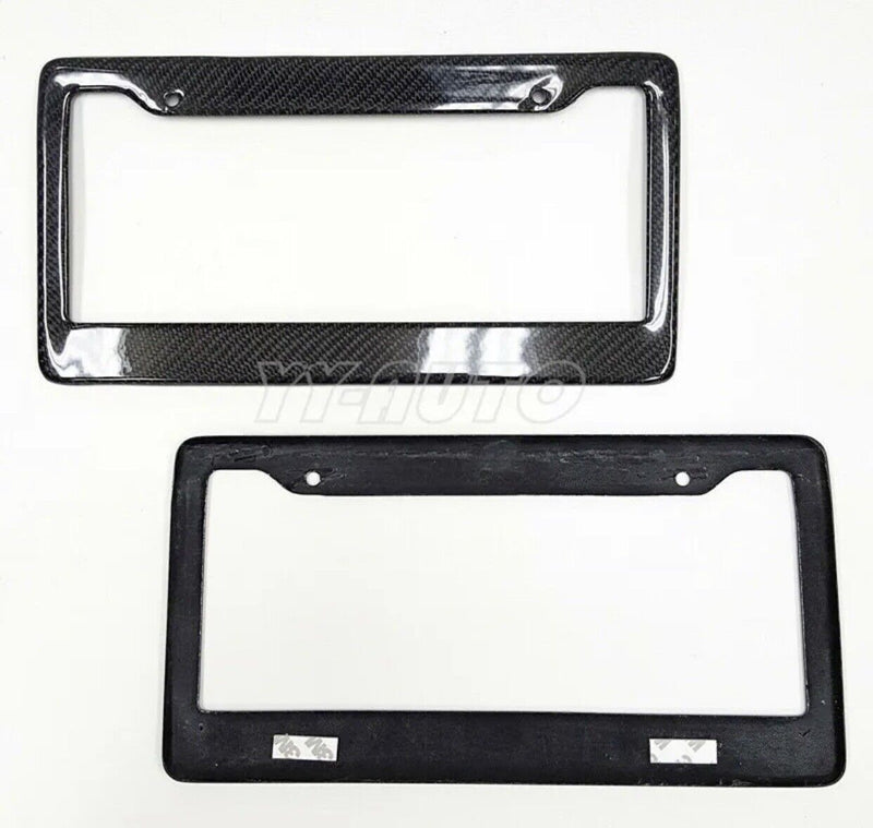 Black 2x Auto Tag 3K 100% Real Carbon Fiber License Plate Frame Cover Universal