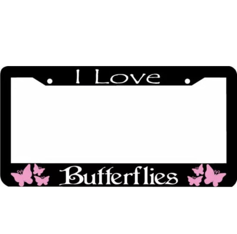 I Love BUTTERFLIES Butterfly pink License Plate Frame