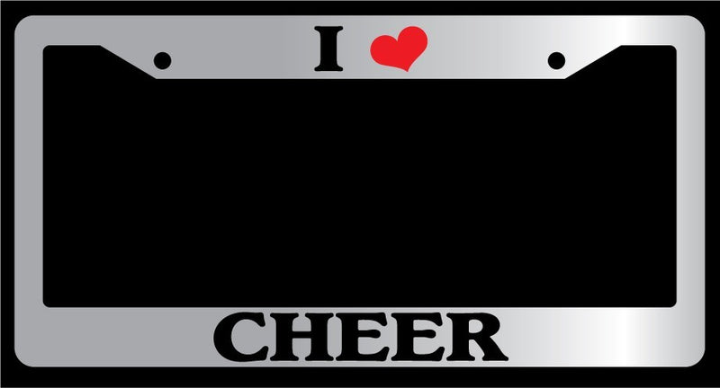 Chrome License Plate Frame "I Heart Cheer" Auto Accessory Novelty  Mod-GRAPH9856236-6064
