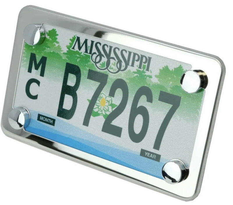 Motorcycle Slim Style Polished Stainless Steel License Plate Frame