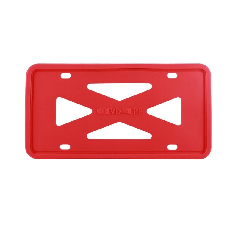 Two Red Silicone License Plate Frame Holder with Installation Screws & Caps PAIR