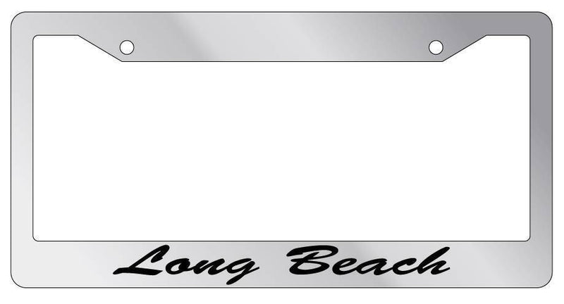 Chrome METAL License Plate Frame Long Beach Cursive Auto Accessory 1533  Mod-GRAPH9856236-8889
