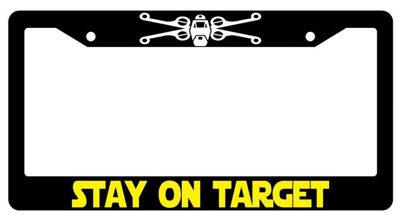 Black License Plate Frame STAY ON TARGET Auto Accessory -84  Mod-GRAPH9856236-2372