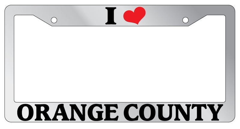 Chrome METAL License Plate Frame I HEART ORANGE COUNTY Auto Accessory 2465  Mod-GRAPH9856236-8233