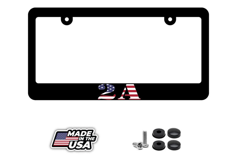 2nd Amendment 2A USA American Flag Colors License Plate Frame Model V01