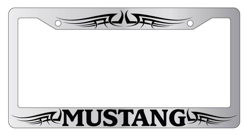Chrome License Plate Frame MUSTANG TRIBAL 