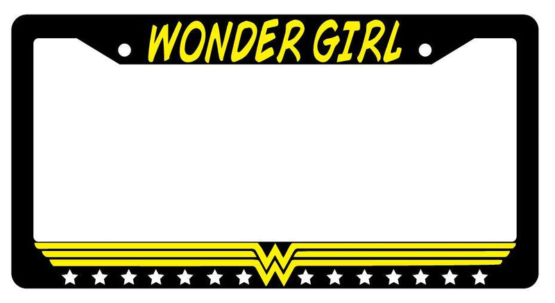 Wonder Girl Black Plastic License Plate Frame Auto Accessory DC  Mod-GRAPH9856236-739