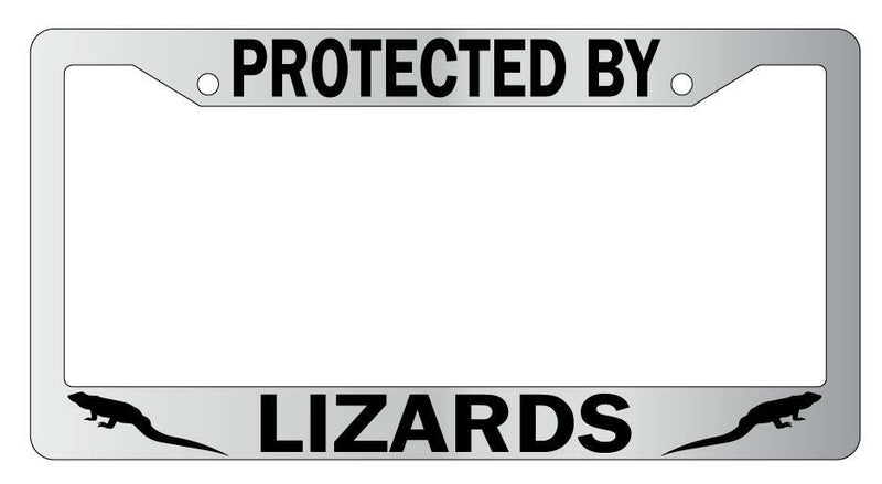 Protected By Lizards Chrome License Plate Frame Auto  Mod-GRAPH9856236-5114