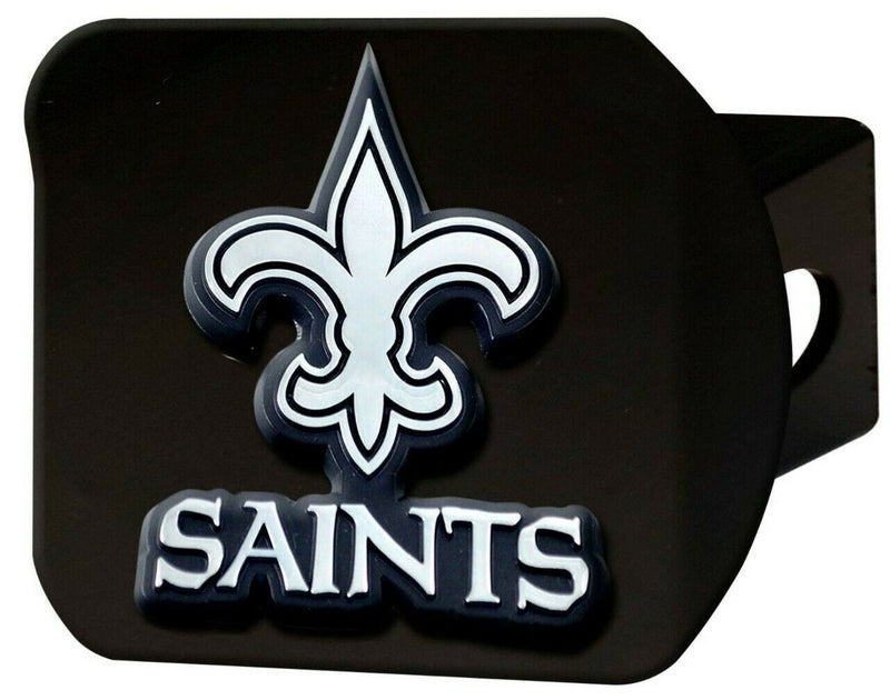 NFL New Orleans Saints 3D Chrome on Black Metal Hitch Cover