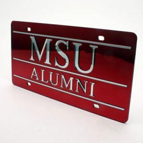 NCAA Mississippi State Bulldogs Alumni Inlaid Acrylic License Plate - Red Mirror Back