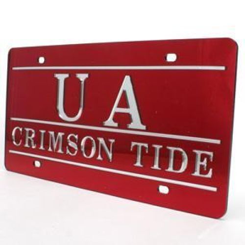 Alabama Inlaid Acrylic License Plate - "ua Crimson Tide" Red