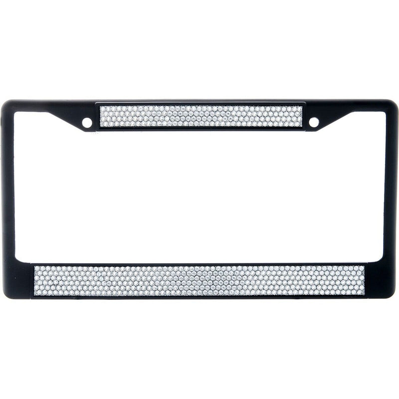 Premium Black Clear Bling Crystal Diamond License Plate Frame for Car-Truck