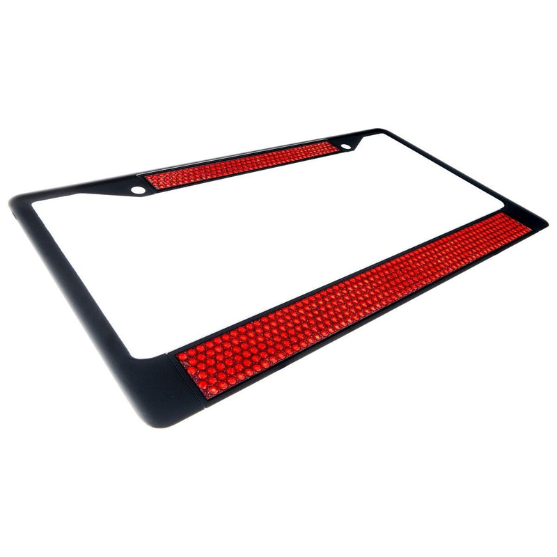 Premium Black Red Bling Crystal Diamond License Plate Frame for Car-Truck