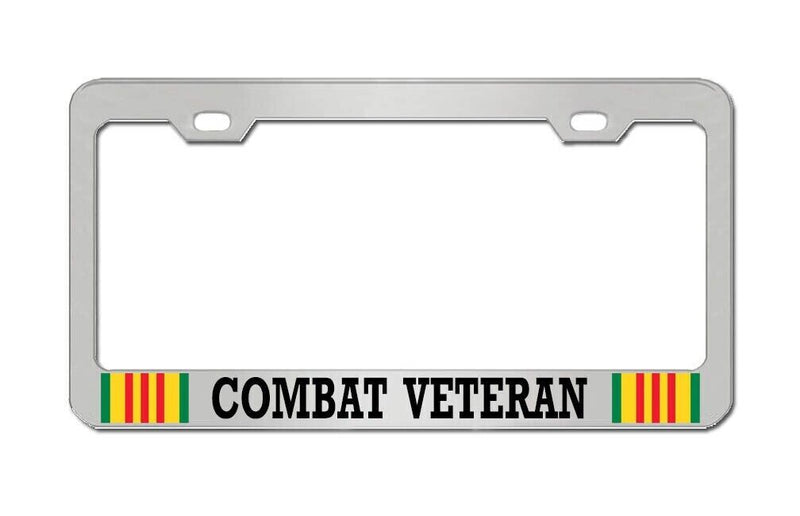 COMBAT VETERAN (VIETNAM) CHROME Waterproof License Plate Frame Cover