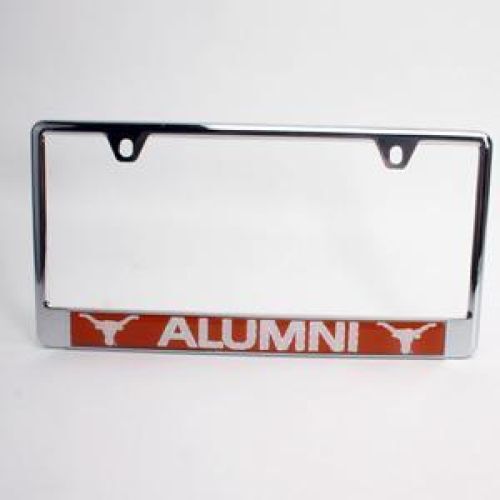 NCAA Texas Longhorns Alumni Metal License Plate Frame W/domed Insert - Orange Backgro