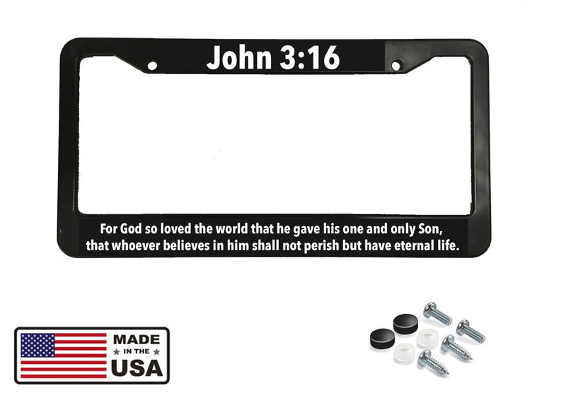 Black License Plate Frame John 3:16 Jesus Loves You Auto Accessory Christian NEW