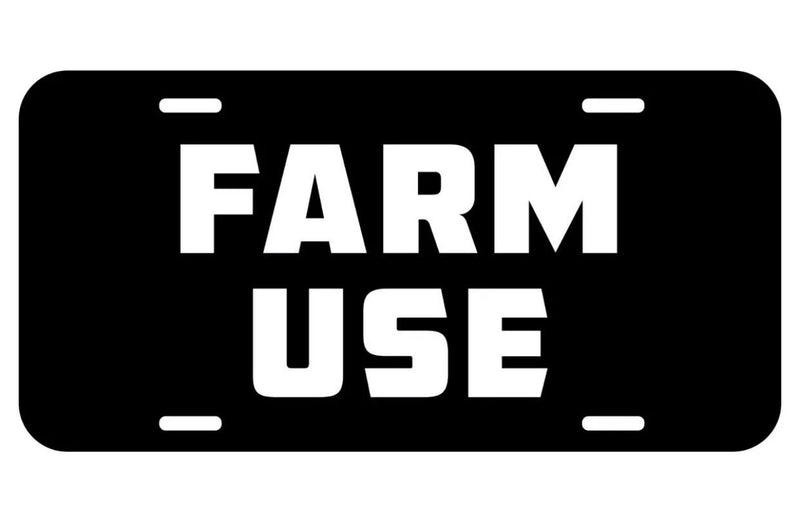 FARM USE Vehicle License Plate Tag METAL car automobile truck Farm blk wt